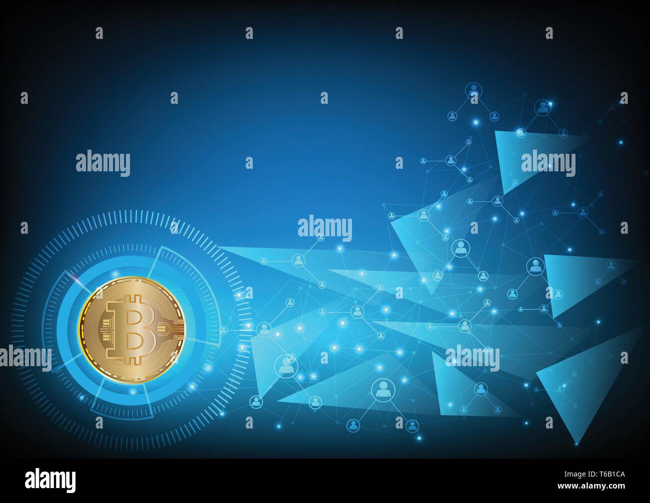 La monnaie numérique Bitcoin résumé fond pour la technologie, les affaires et le marketing en ligne, Vector illustration Illustration de Vecteur