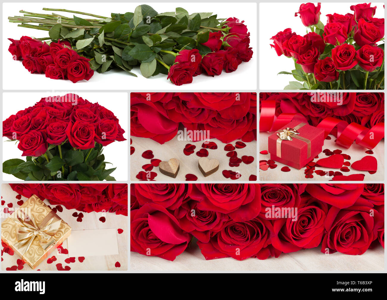 Collection de roses rouges saint valentin douce et coeur Banque D'Images