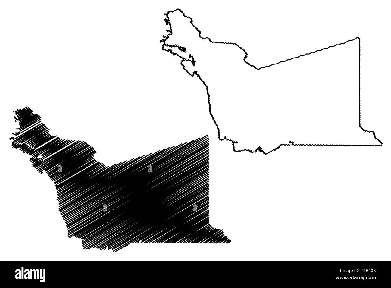 Le Comté d'Alameda, Californie (comtés de Californie, États-Unis d'Amérique,USA, États-Unis, US) map vector illustration, croquis gribouillis d'Arroyo de la Alam Illustration de Vecteur