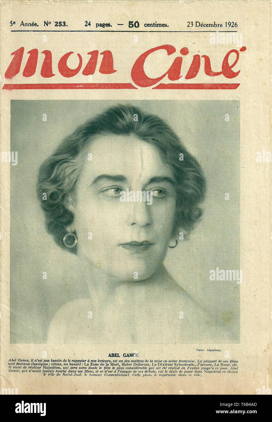 Couverture de magazine film Vintage - Abel Gance Ciné 1926 Mon Banque D'Images