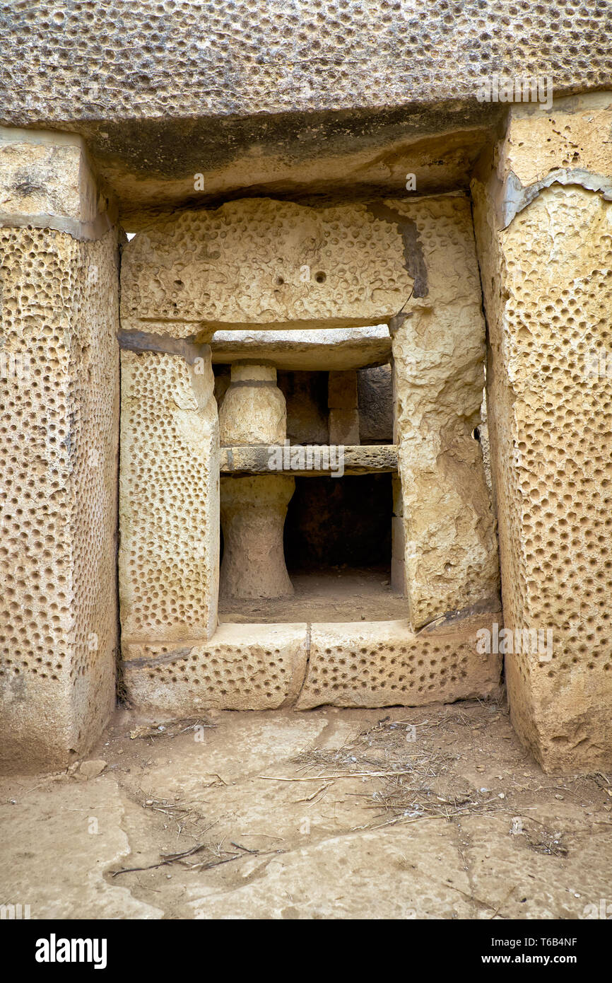 La caméra principale au sud du Temple de Mnajdra Temples, Malte Banque D'Images