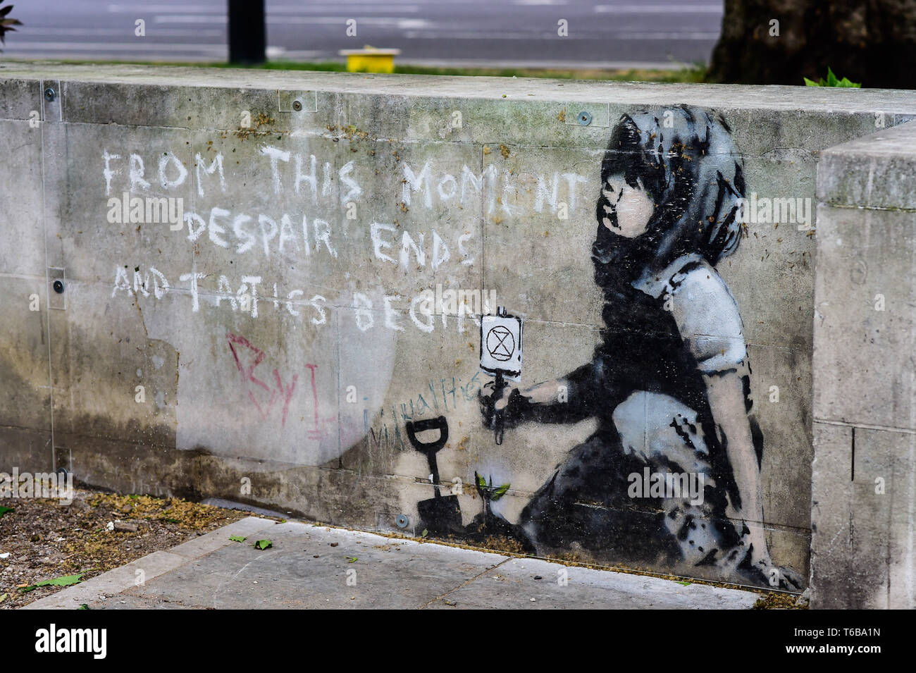 Londres, Royaume-Uni. 26 avril 2019. Marble Arch Graffiti Banksy. Credit : Van Quan/Alamy Banque D'Images
