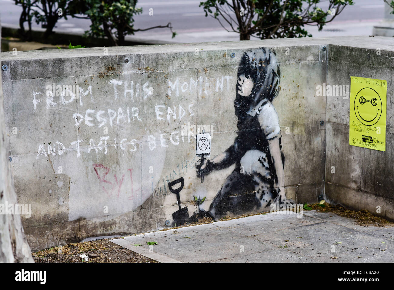 Londres, Royaume-Uni. 26 avril 2019. Marble Arch Graffiti Banksy. Credit : Van Quan/Alamy Banque D'Images