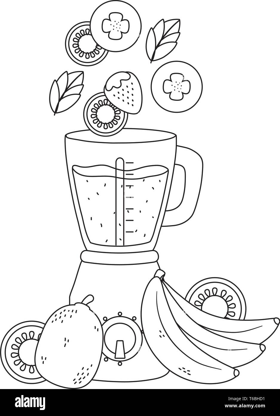 Délicieux mélange de fruits sains à l'intérieur de blender smoothie cartoon vector illustration graphic design Illustration de Vecteur