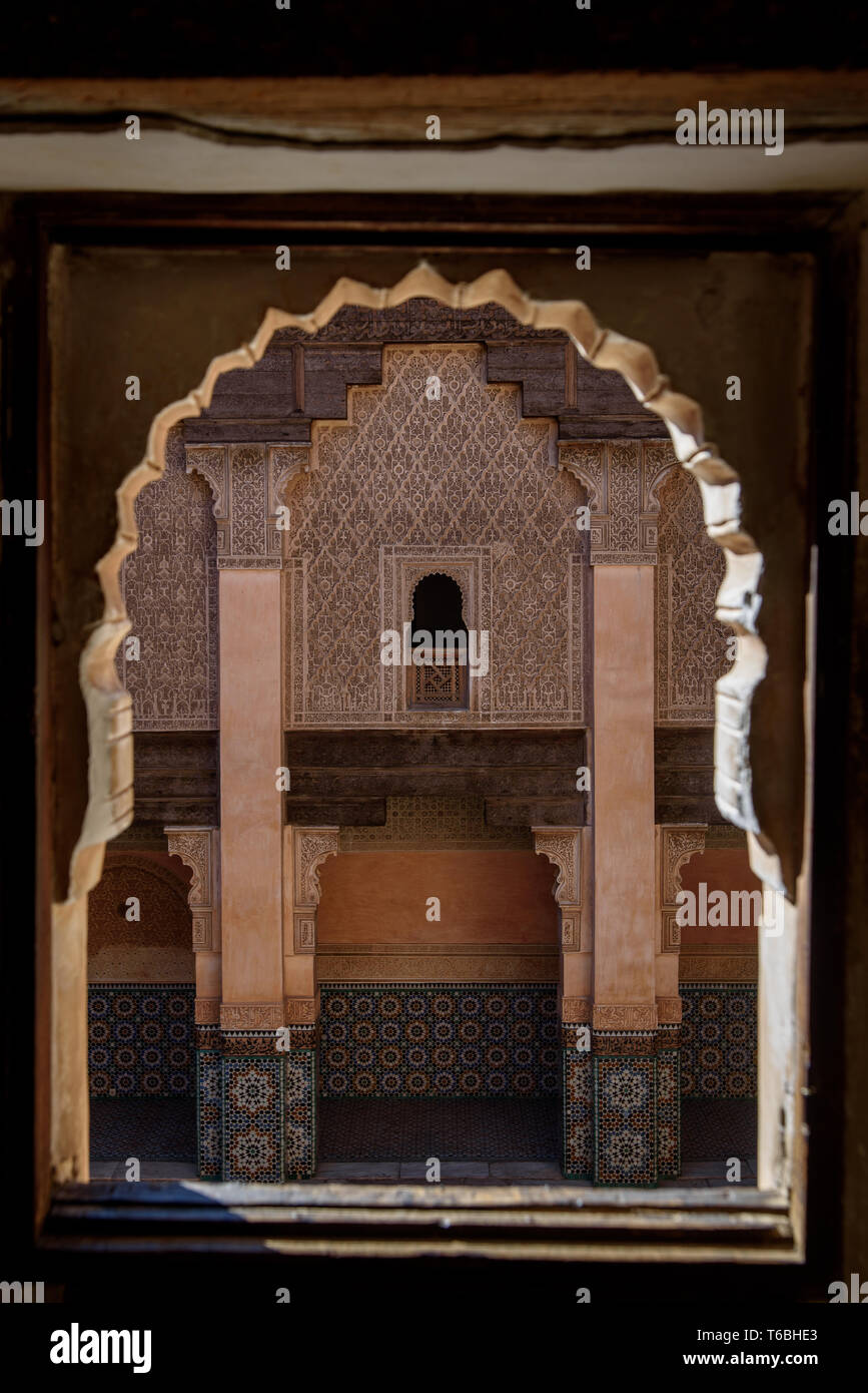Ali Medersa Ben Youssef, Marrakech, Maroc Banque D'Images