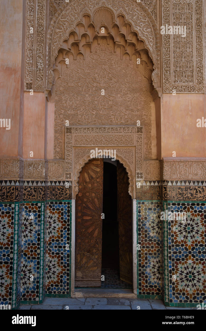 Ali Medersa Ben Youssef, Marrakech, Maroc Banque D'Images
