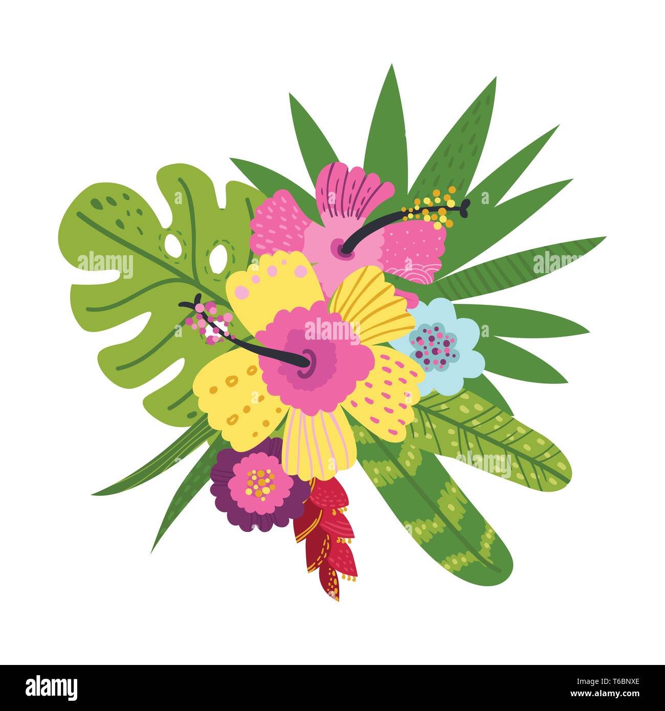 Fantaisie de fleurs et de feuilles Illustration de Vecteur