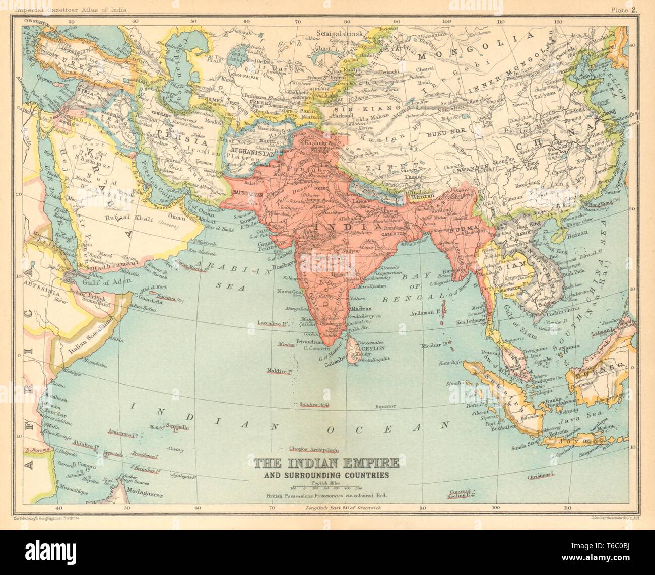 L'Asie du Sud. L'Inde britannique dont la Birmanie Pakistan Bangladesh 1931 Ancien site Banque D'Images