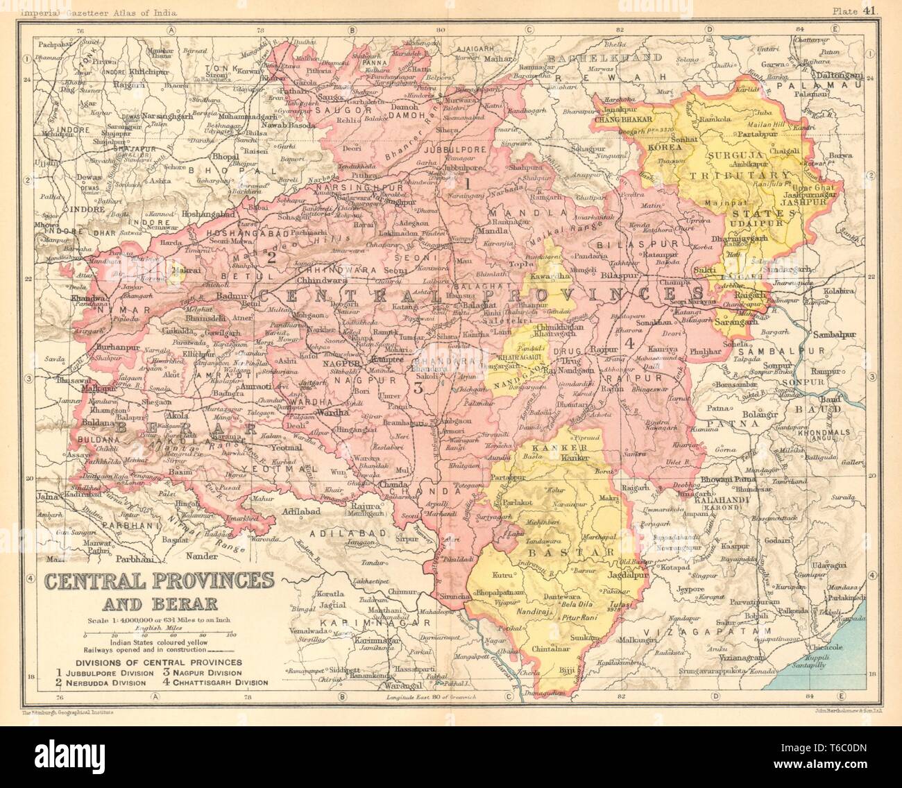 'Provinces centrales & Berar'. L'Inde britannique. Chhattisgarh MP 1931 Maharashtra localisation Banque D'Images
