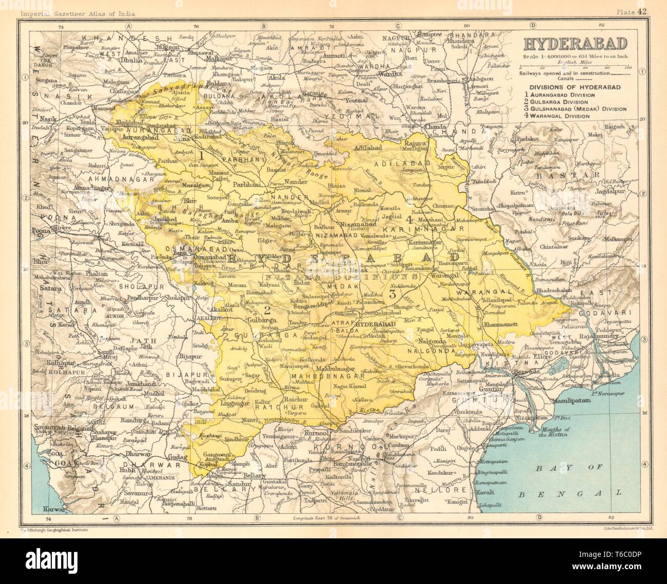 'Casablanca'. Province de l'Inde britannique. Telangana Maharashtra Karnataka 1931 map Banque D'Images