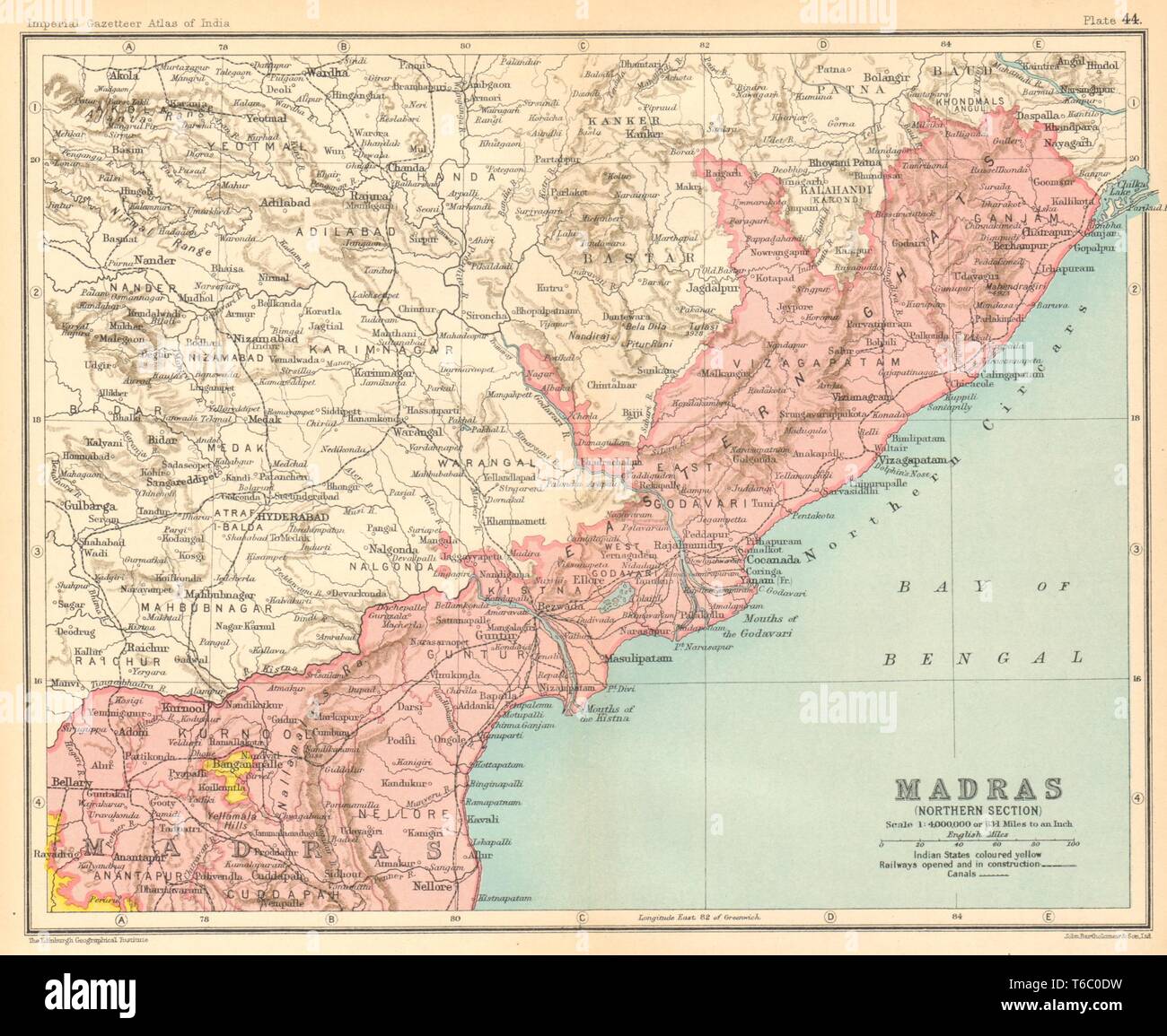 'Madras (Section Nord)'. Les provinces de l'Inde britannique. L'Andhra Pradesh map 1931 Banque D'Images