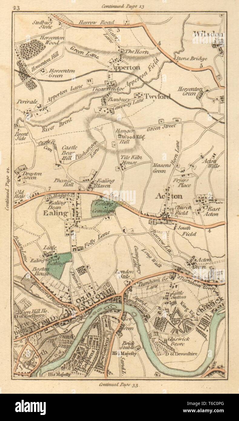 EALING. Brentford, Chiswick, Acton, Kew, Willesden, Wembley, Brent 1811 map Banque D'Images