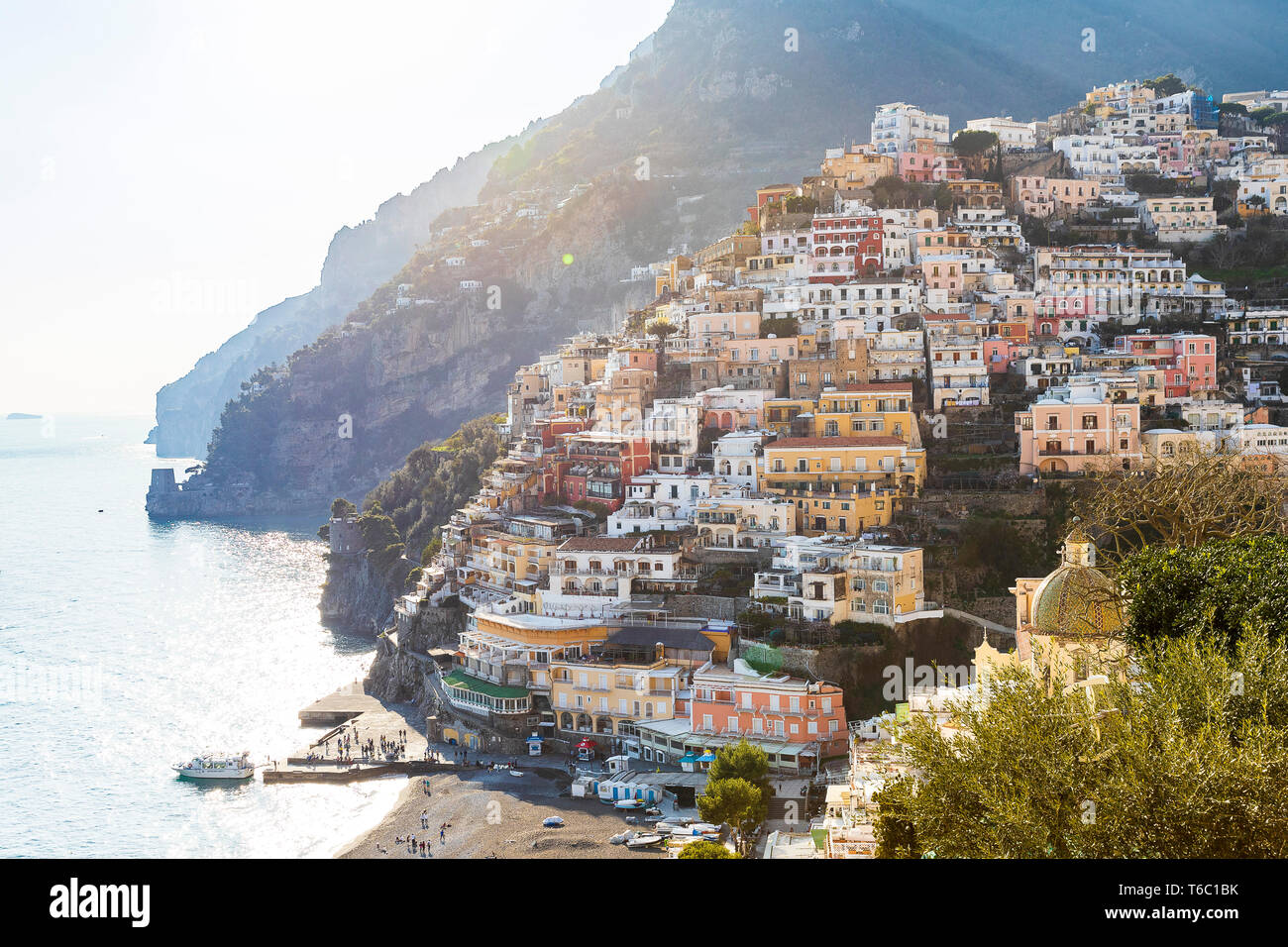 La ville de Positano, Italie Banque D'Images