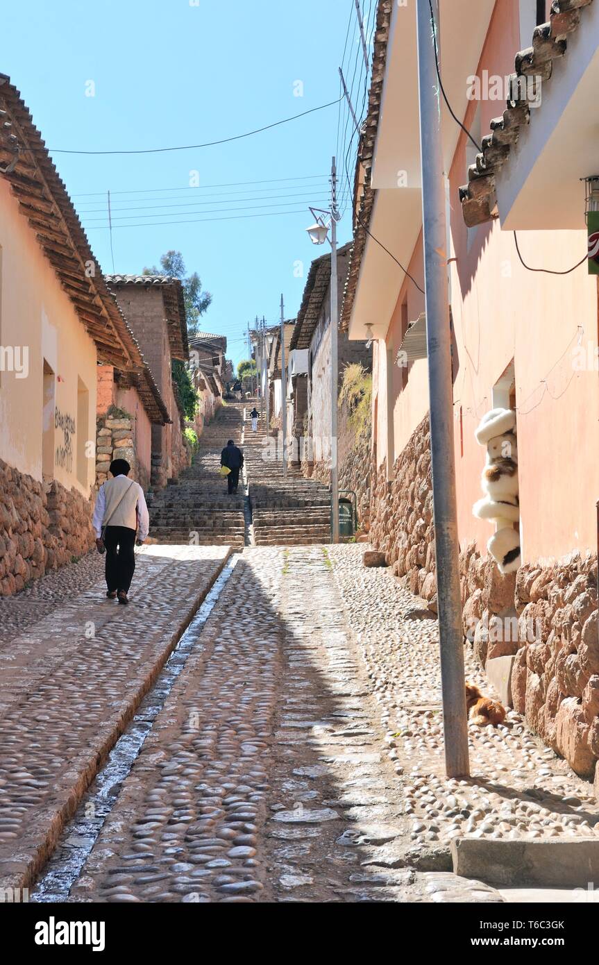 Escaliers à travers le Pérou Chinchero Banque D'Images
