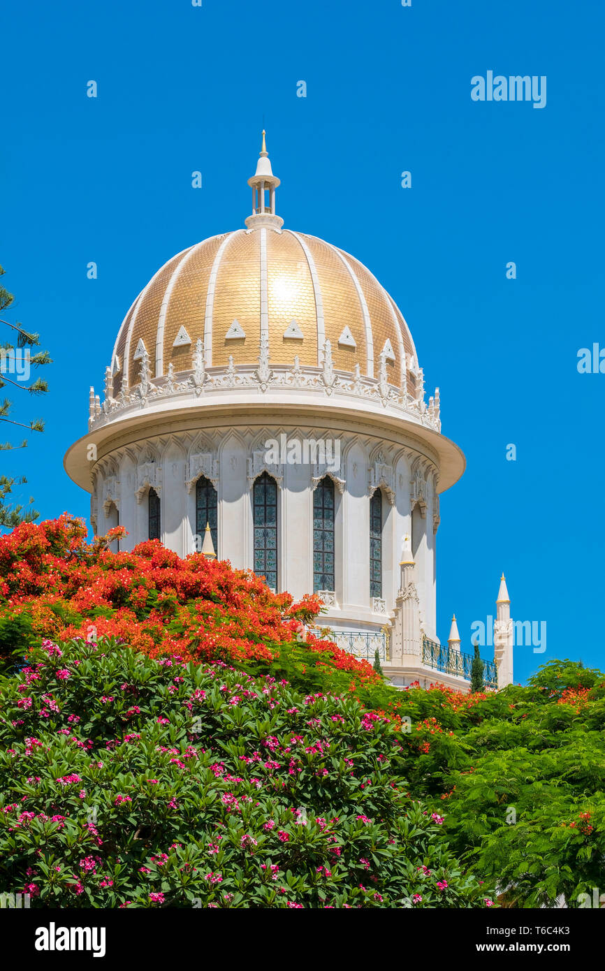 Israël, Haifa, district de Haïfa. Le Mausolée du Báb au Jardins Baha'i. Banque D'Images