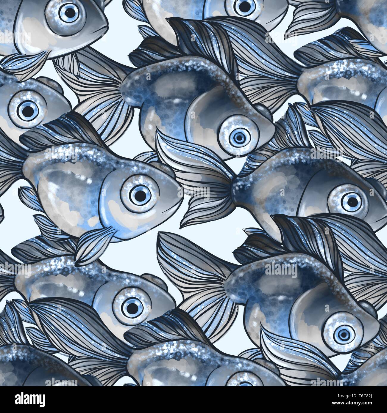 Un motif décoratif avec des poissons Banque D'Images