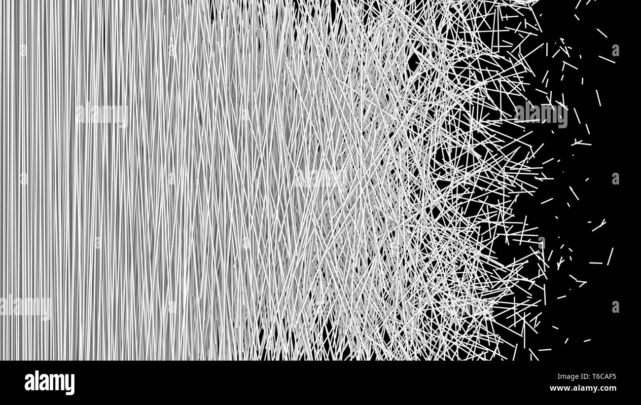 Résumé Fond d'un site Web de bandes blanches dans un modèle chaotique au fil noir. Illustration 3D. Banque D'Images