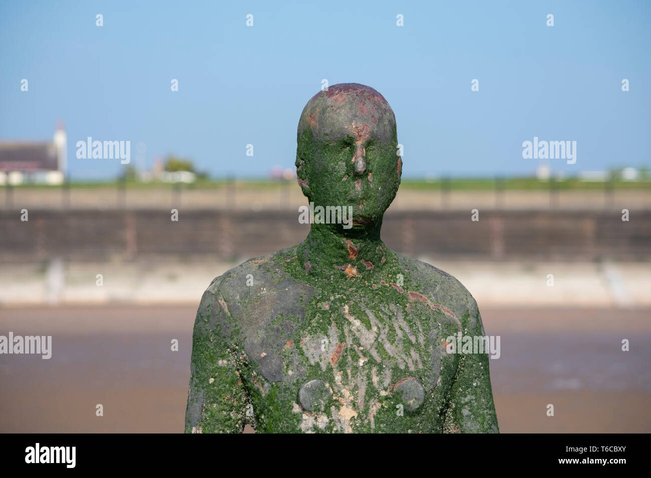 Un autre endroit par Antony Gormley, beach art installation Banque D'Images