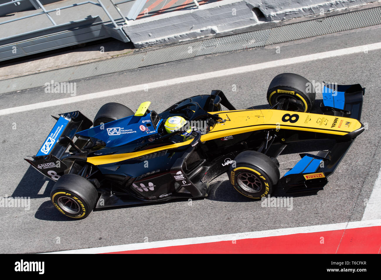 Barcelone, Espagne. 5 mars 2019 - Luca Ghiotto de l'Italie avec 8 VIRTUOSES UNI - sur la piste de course lors de la 1re journée de Championnat F2 Test d'avant saison sur le circuit de Banque D'Images