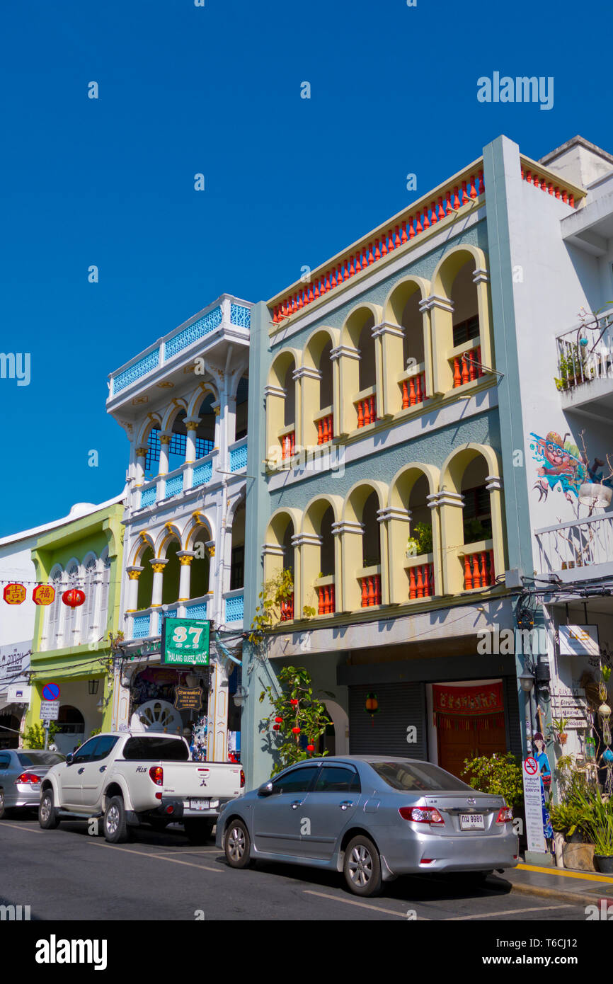 Thalang Road, Old Town, la ville de Phuket, Thaïlande Banque D'Images