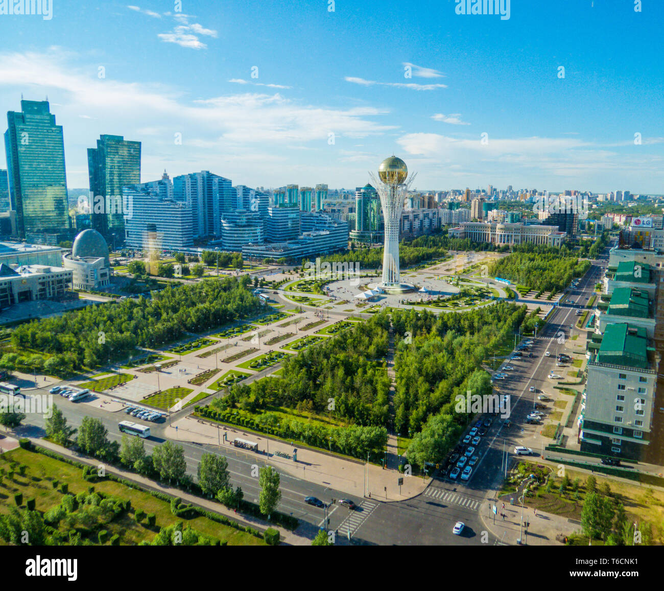 Vue aérienne de la tour Baiterek à Nursultan, Kazakhstan Banque D'Images
