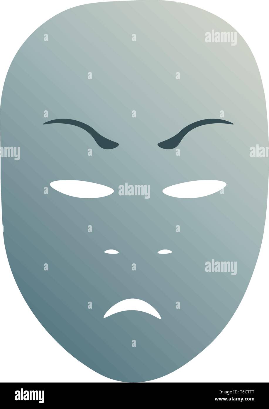 Masque de théâtre avec la colère de l'émotion. Vector illustration. Masque bleu avec gradient isolé sur fond blanc. Illustration de Vecteur