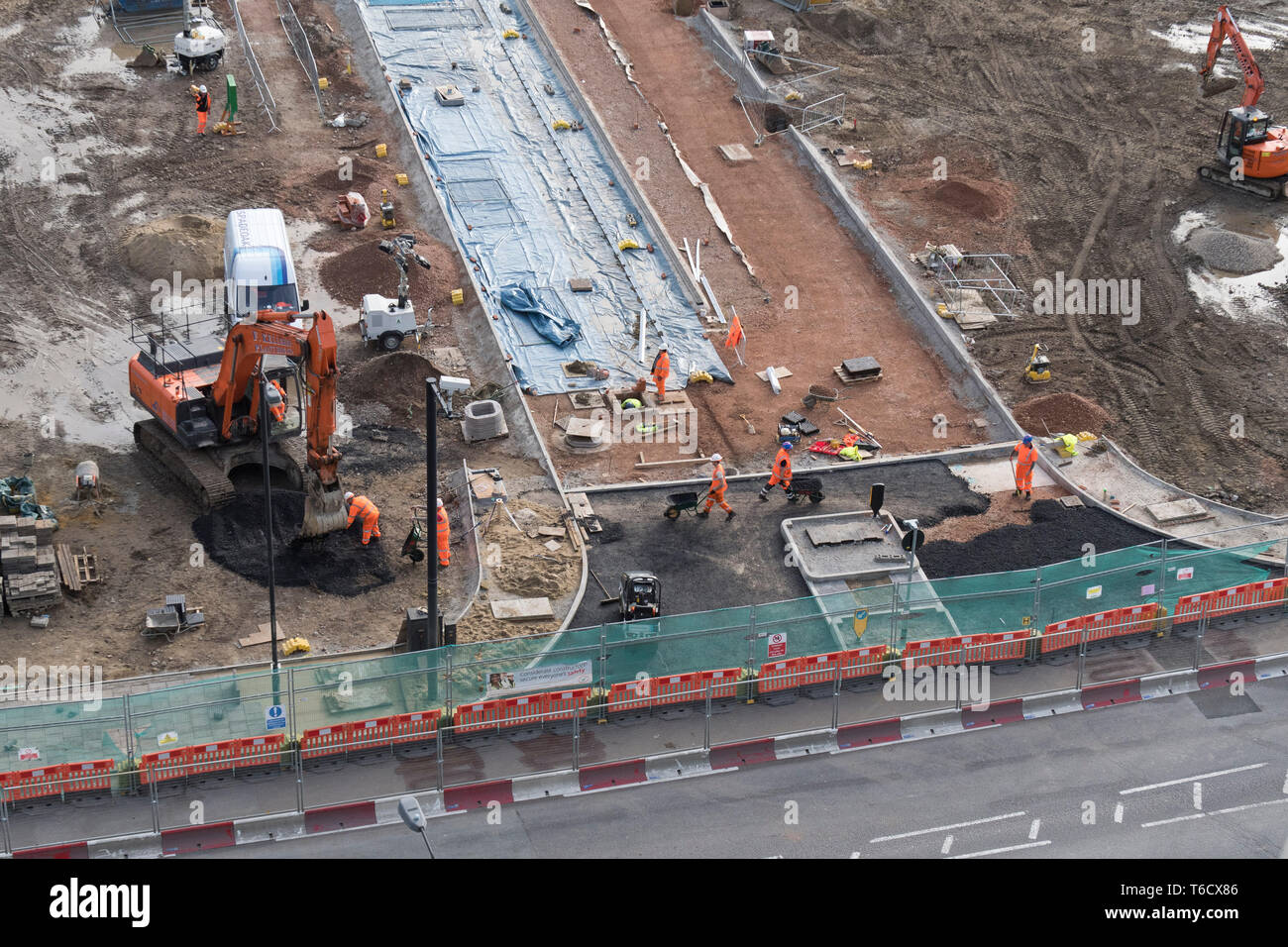 La construction de routes à Royal Mail site où 2 terrains vendus pour £101m pour nous-investisseur Greystar Resources pour construire rental apartment. Le sud de Londres. 13/11/2017 Banque D'Images