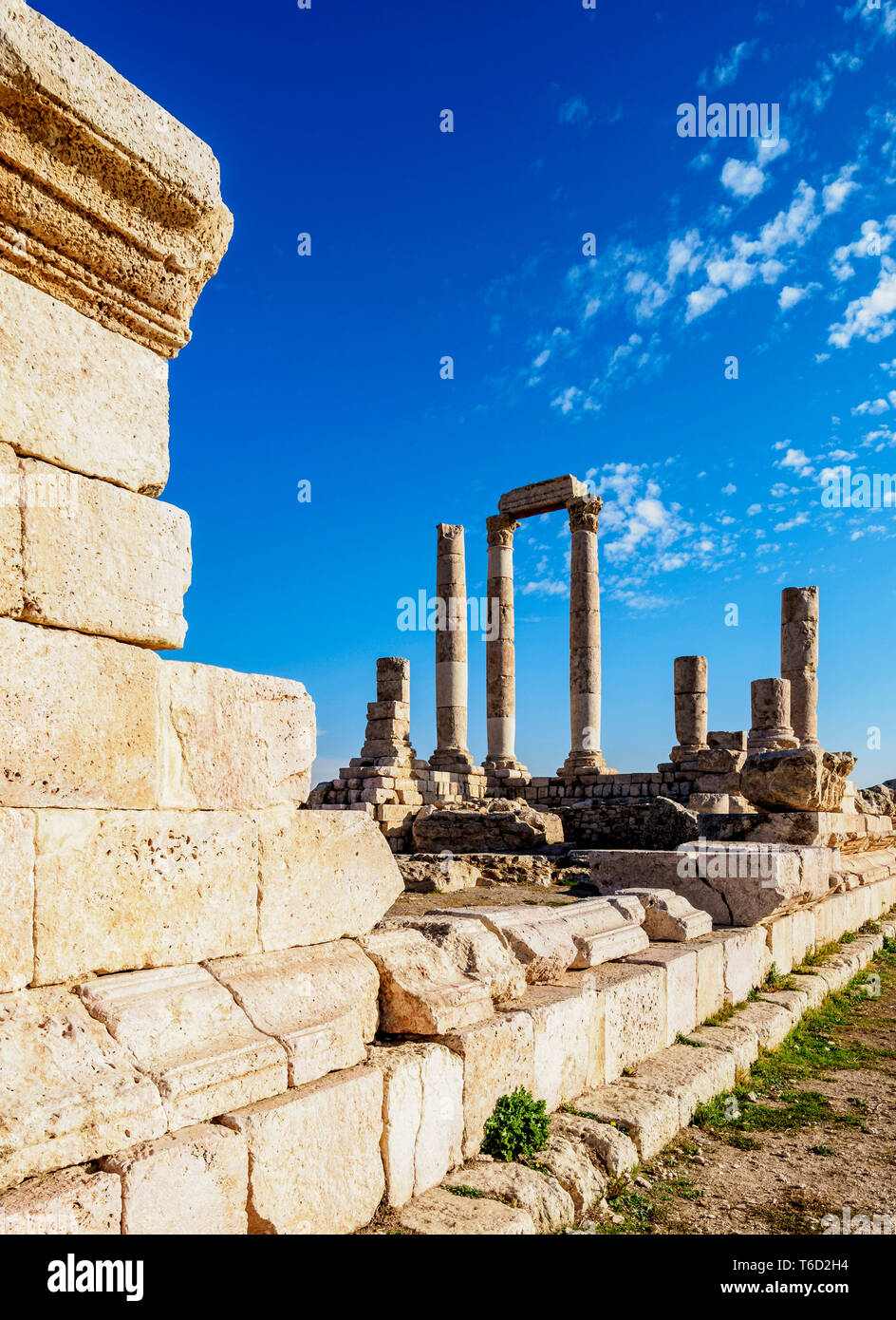 Ruines du temple d'Hercule, La Citadelle d'Amman, Amman, Jordanie Gouvernorat Banque D'Images