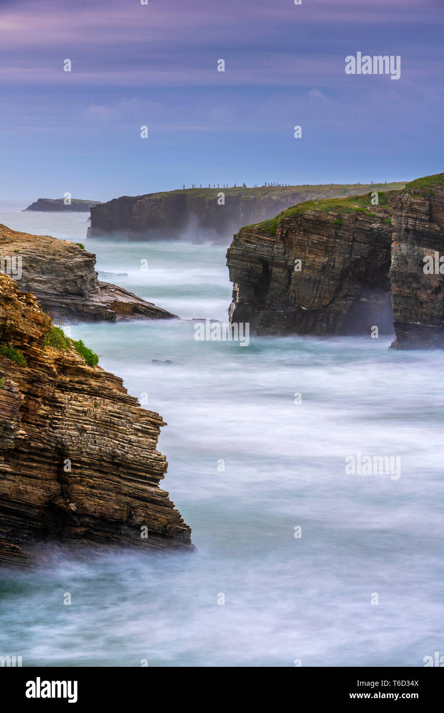 L'Espagne, la Galice, Lugo, Ribadeo, plage des Cathédrales, close-up Banque D'Images