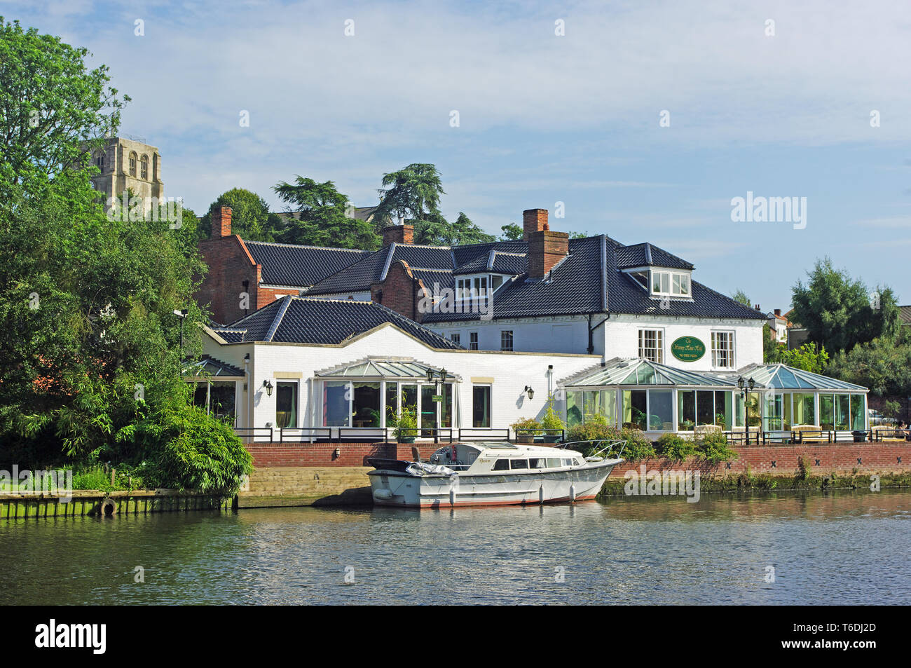 Waveney House Hotel, rivière Waveney, Beccles, Suffolk Banque D'Images