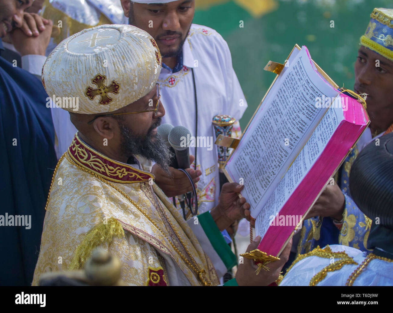 Le festival Timkat à Gondar est la plus importante célébration de l'Epiphanie orthodoxe éthiopienne Banque D'Images