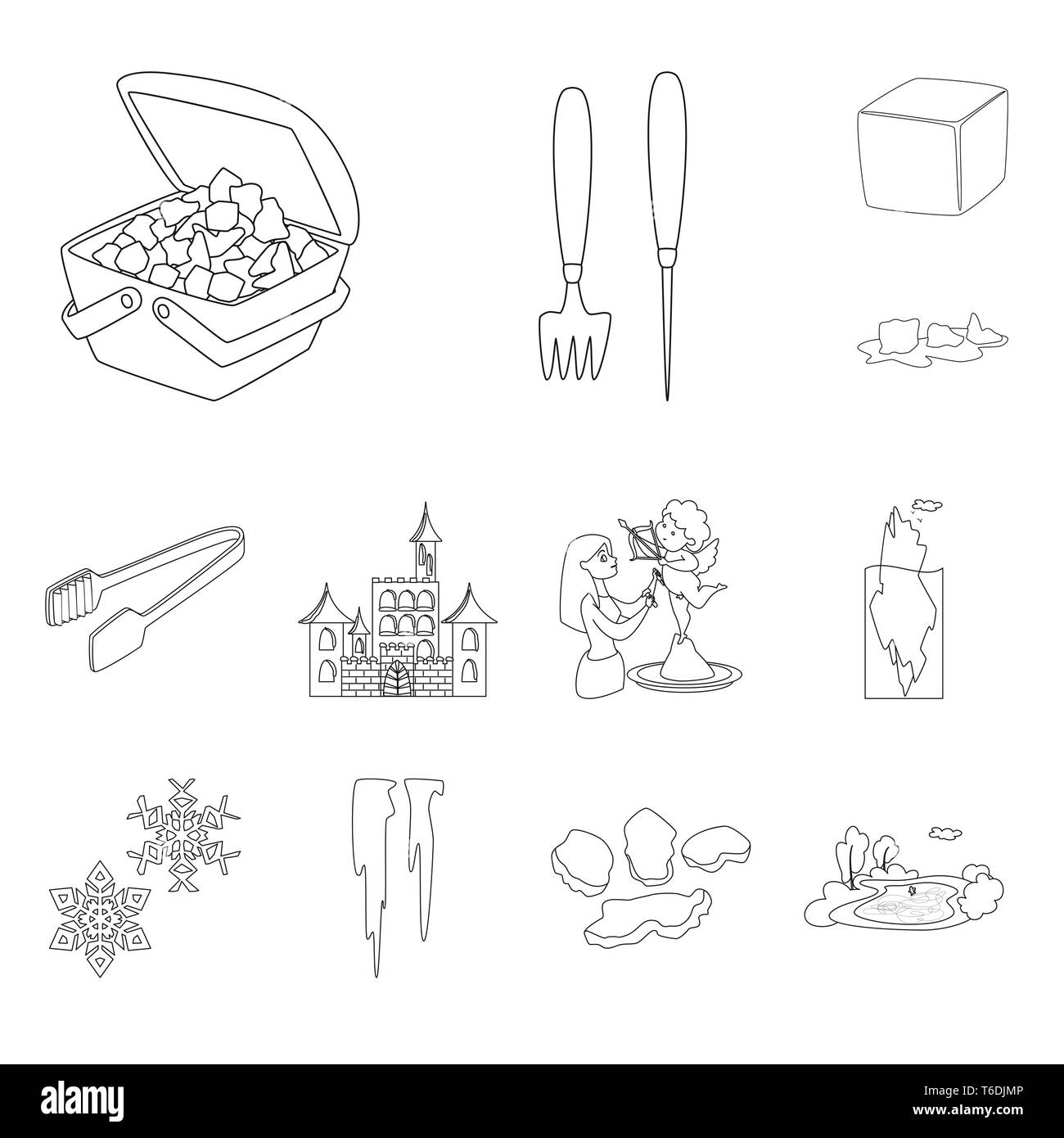 Réfrigérateur,cube,couteau,pince,château,sculpture,flocon iceberg, icicle,éclats,étang,glace,fourche,vaisselle,belle,instruments,translucide,liquide,hiver,cantine,statue,océan,Noël,cristal,,forêt,piece,cuisine,bloc,nettoyer,humide,carre,pureté,texture,congelés,froid,transparent,gel,set,eau,vector icon,illustration,collection,isolé,design,graphisme,élément signe,ligne,plan,vecteurs vecteur , Illustration de Vecteur