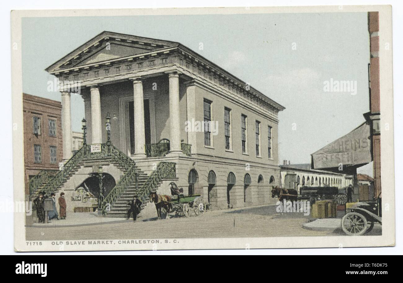 Detroit Publishing Company vintage postcard la reproduction de l'ancien marché aux esclaves à Charleston, Caroline du Sud, 1914. À partir de la Bibliothèque publique de New York. () Banque D'Images