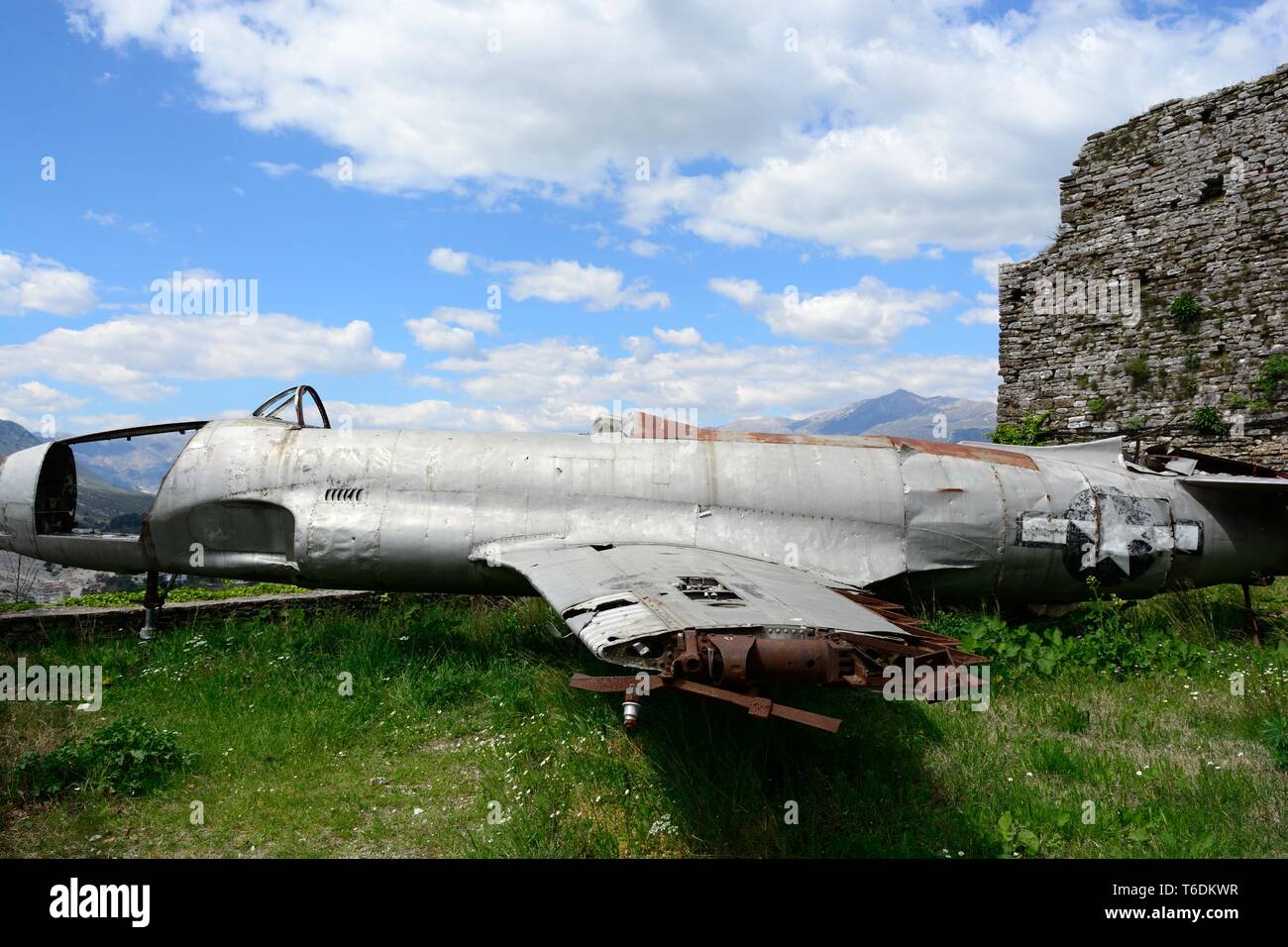 Lockheed T-33 shooting star affiche aat le Musée d'armes à Gjirokastra Château Albanie Banque D'Images