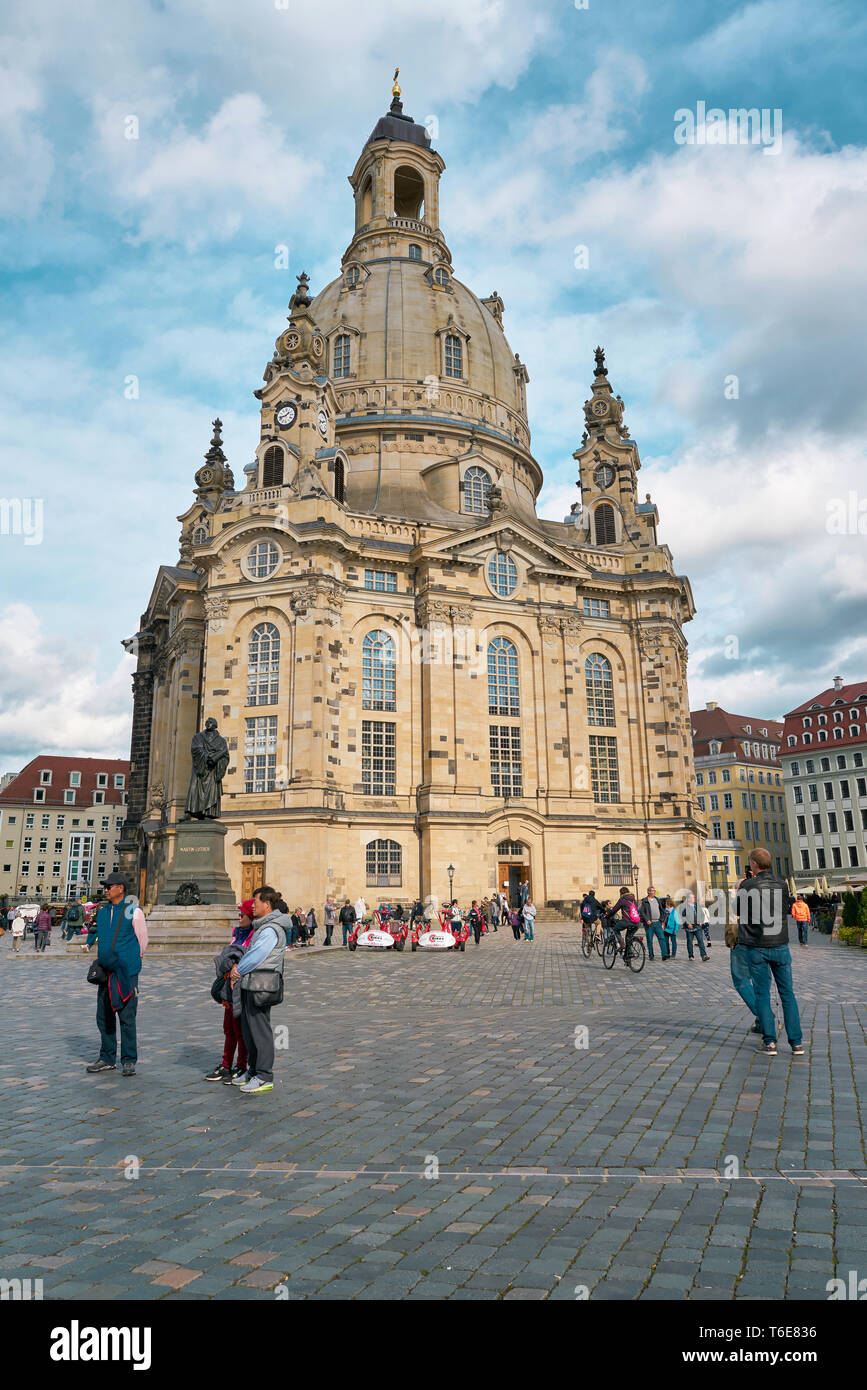 La célèbre église de Notre-Dame, Dresden, Allemagne Banque D'Images