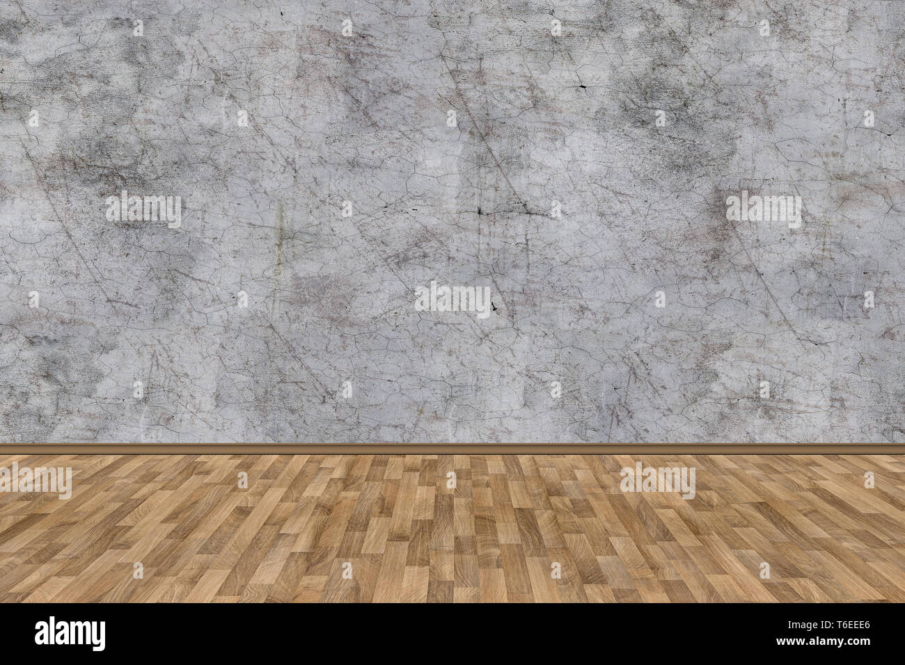 Prix perspective grunge mur de béton gris et planche en bois grou. Banque D'Images