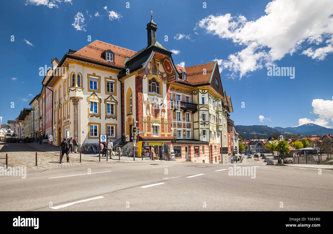 Belle maison dans la région de Bad Toelz peint, Bavière Banque D'Images