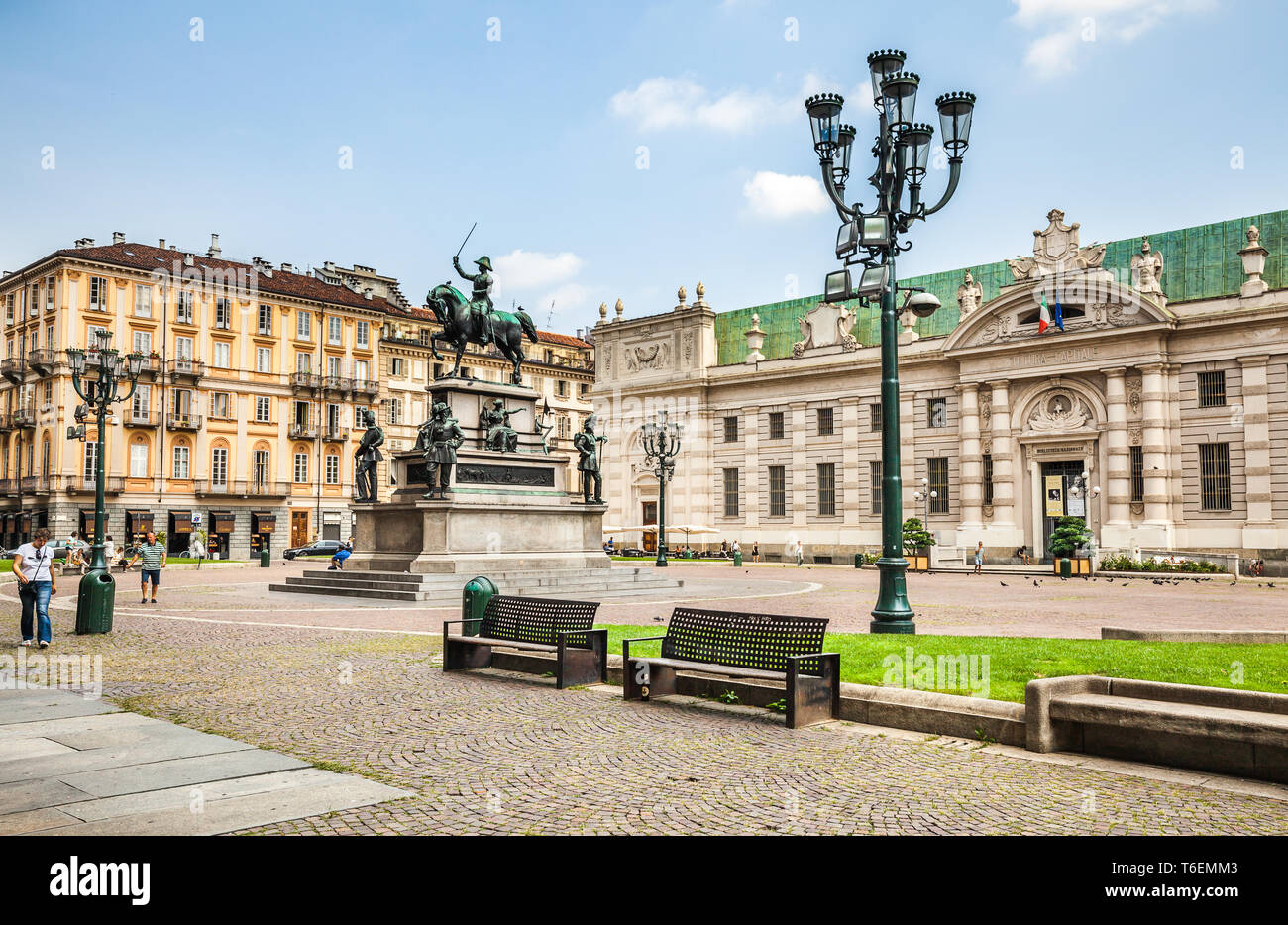 Piazza Carlo Alberto à Turin. Banque D'Images