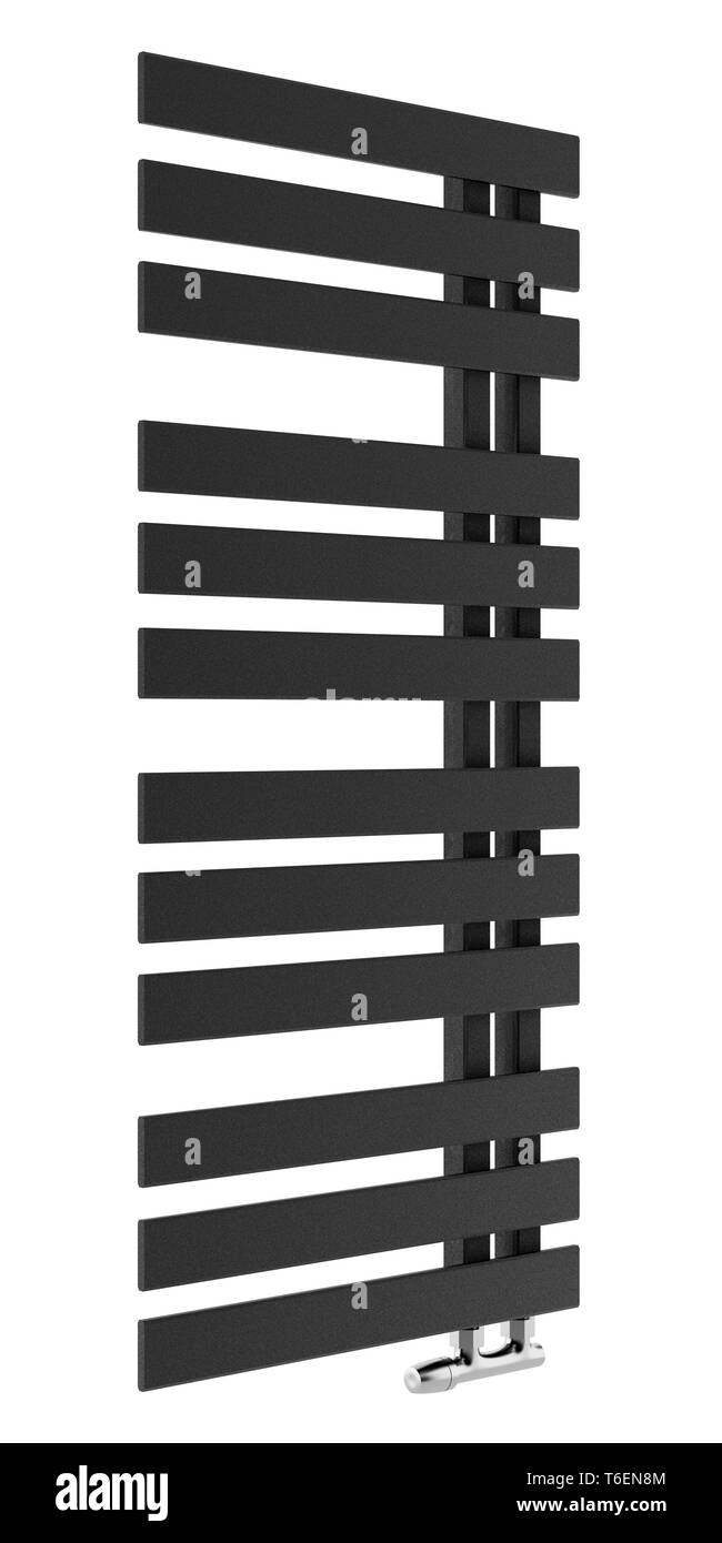 Chauffage Salle de bains noir isolé sur fond blanc Banque D'Images