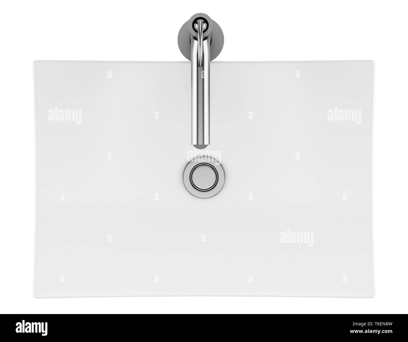 Vue de dessus de l'évier de salle de bains en céramique isolé sur fond blanc Banque D'Images