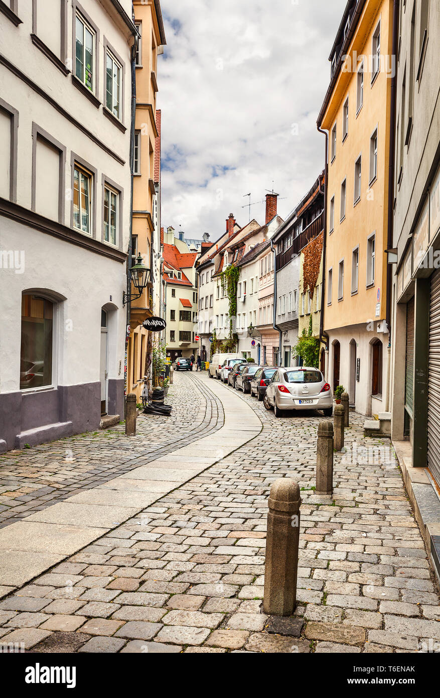 La rue de ville d'Augsbourg. Banque D'Images