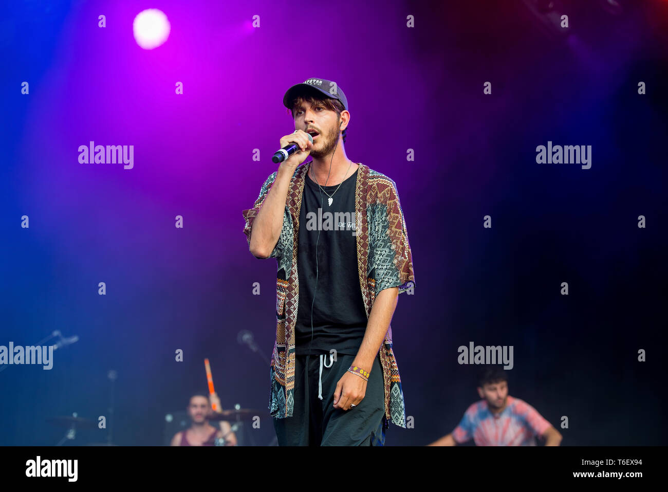 BENICASSIM, ESPAGNE - 21 JUL : Oscar et le loup (bande de Belgique) produisent en concert au Festival le 21 juillet 2018 à Benicassim, Espagne. Banque D'Images