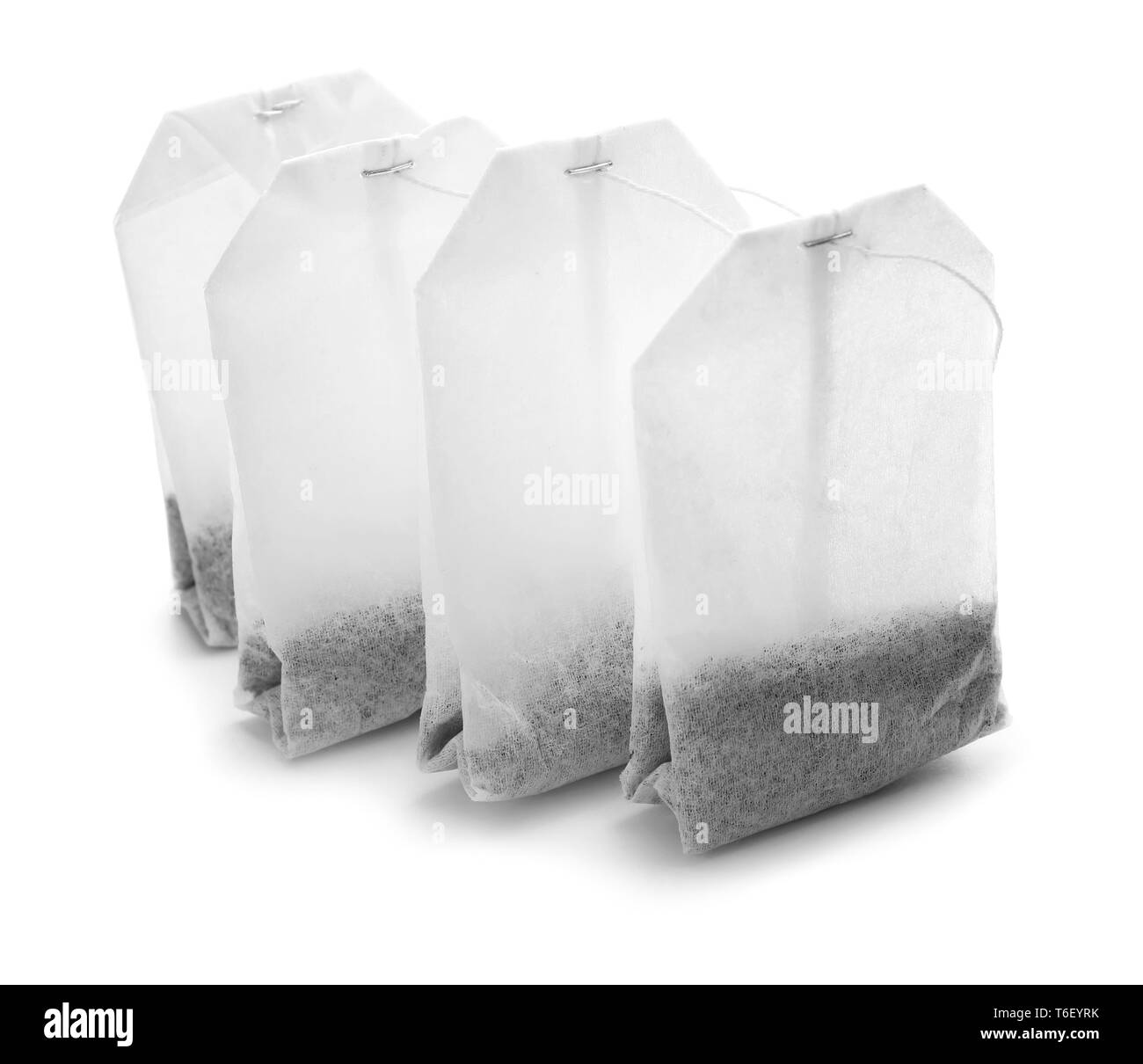 Les sachets de thé sur fond blanc Banque D'Images