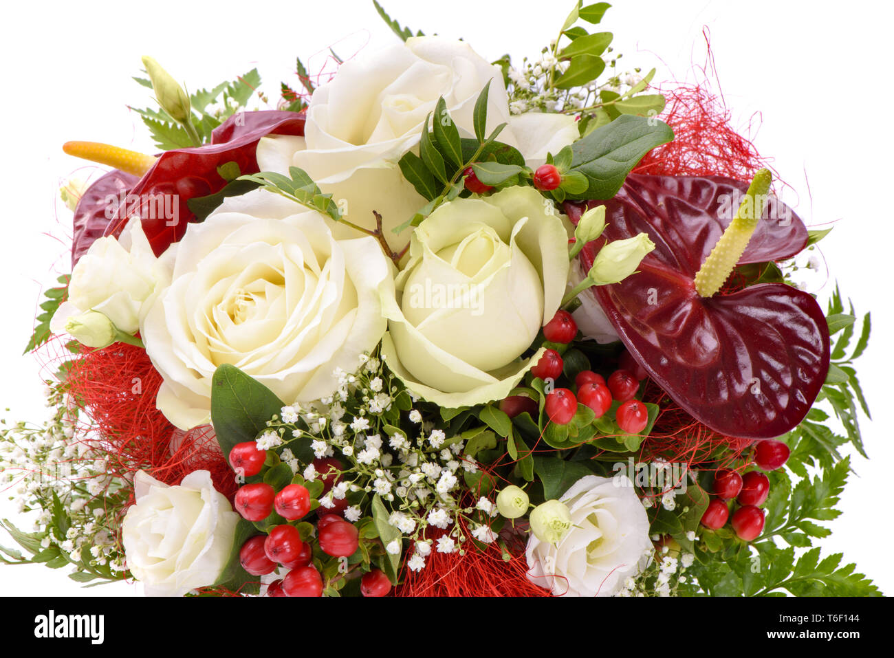 Bouquet de fleurs colorées isolées sur fond blanc Banque D'Images