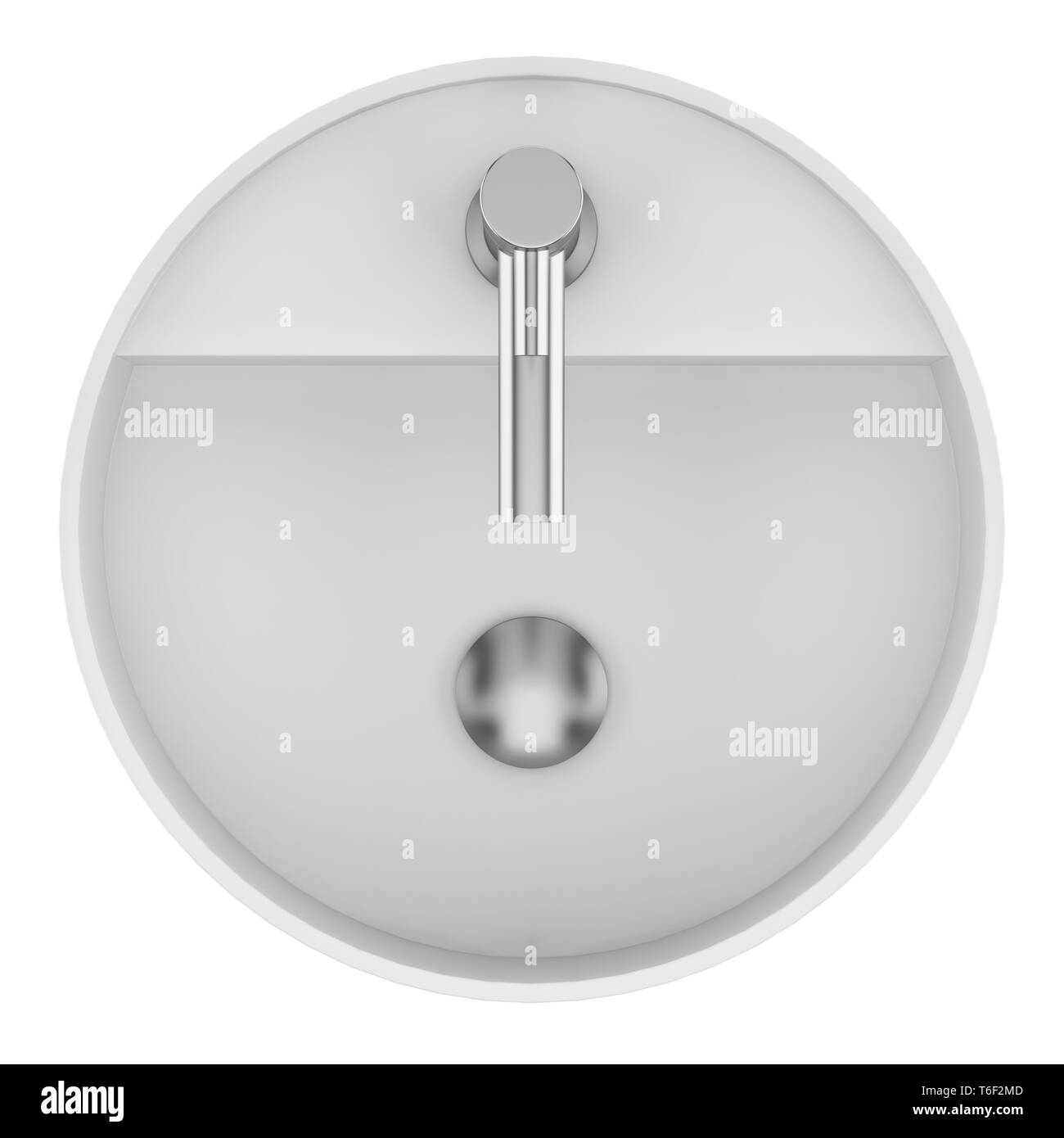 Vue de dessus de l'évier de salle de bains en céramique isolé sur fond blanc Banque D'Images