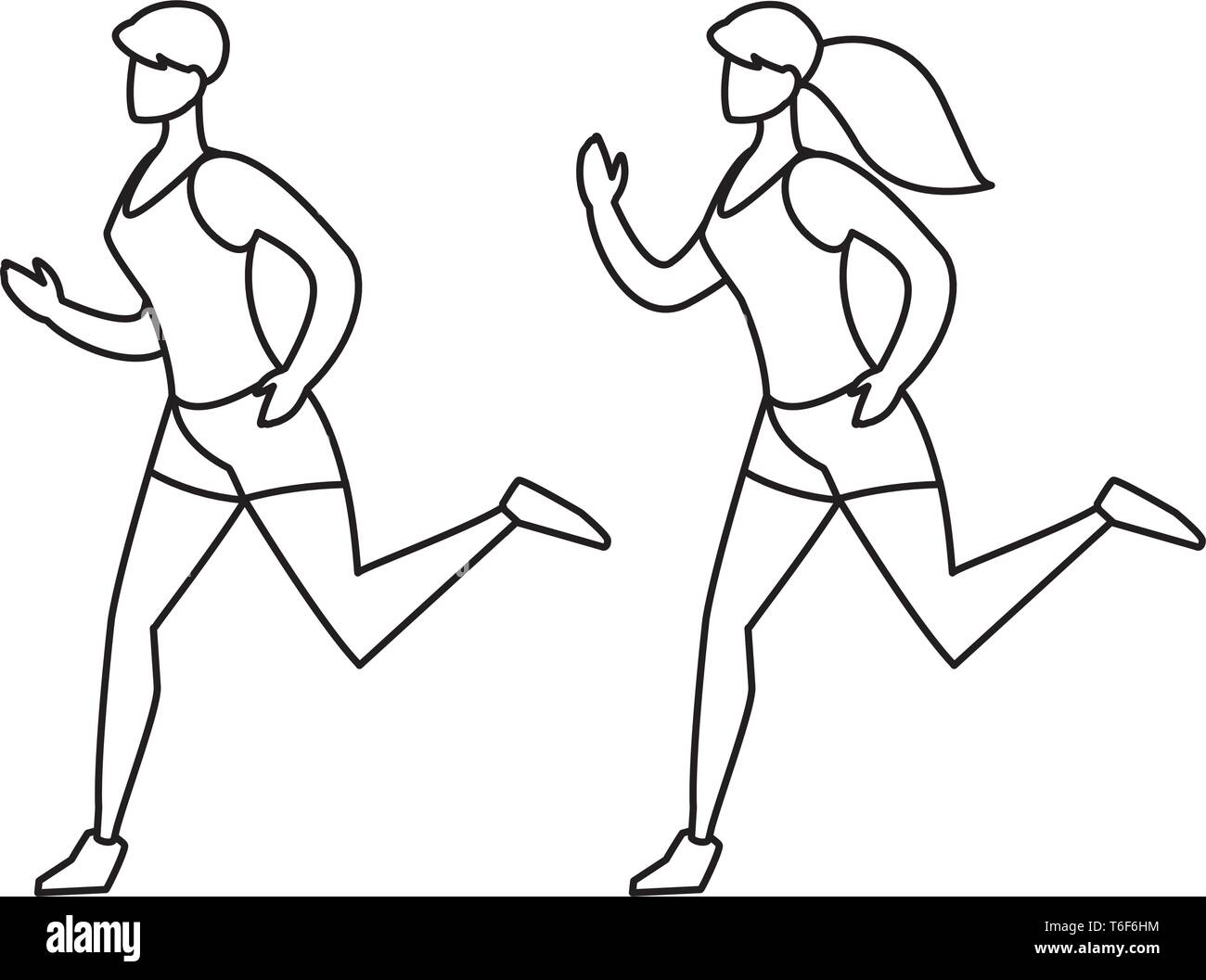 Les femmes en marche athlétique vector illustration design de caractère Illustration de Vecteur
