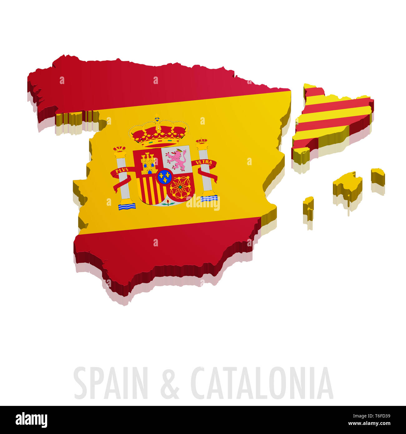 La carte Espagne Catalogne Banque D'Images