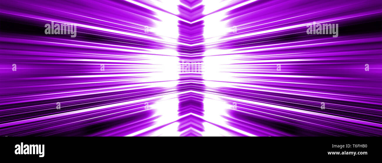 Lumière blanche rayonnante qui éclatent à purple banner Banque D'Images