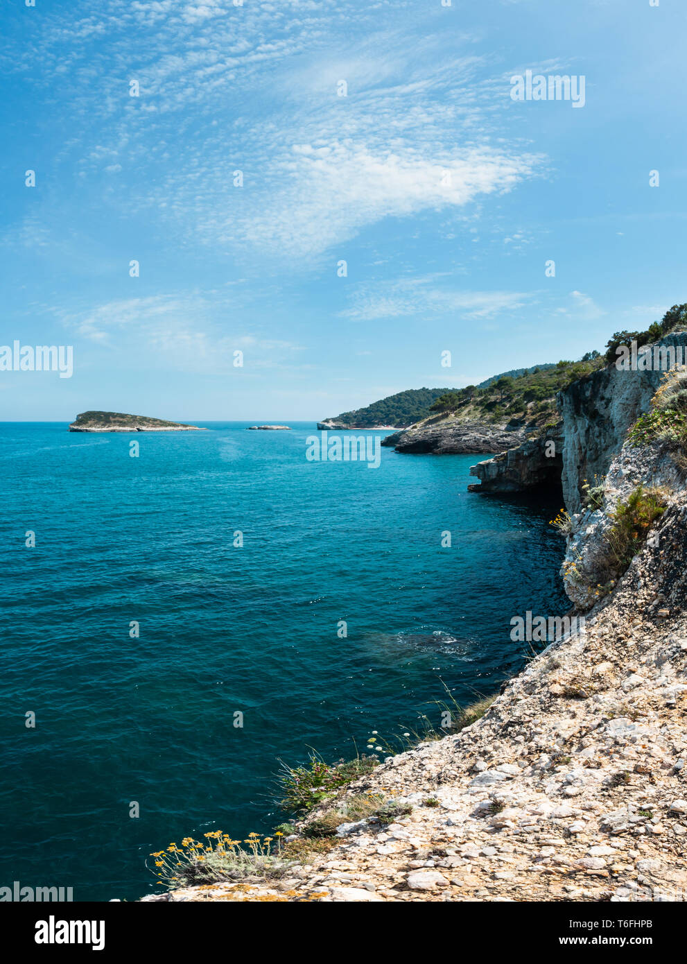 La mer, la côte rocheuse de l'été, Gargano Puglia, Italie Banque D'Images