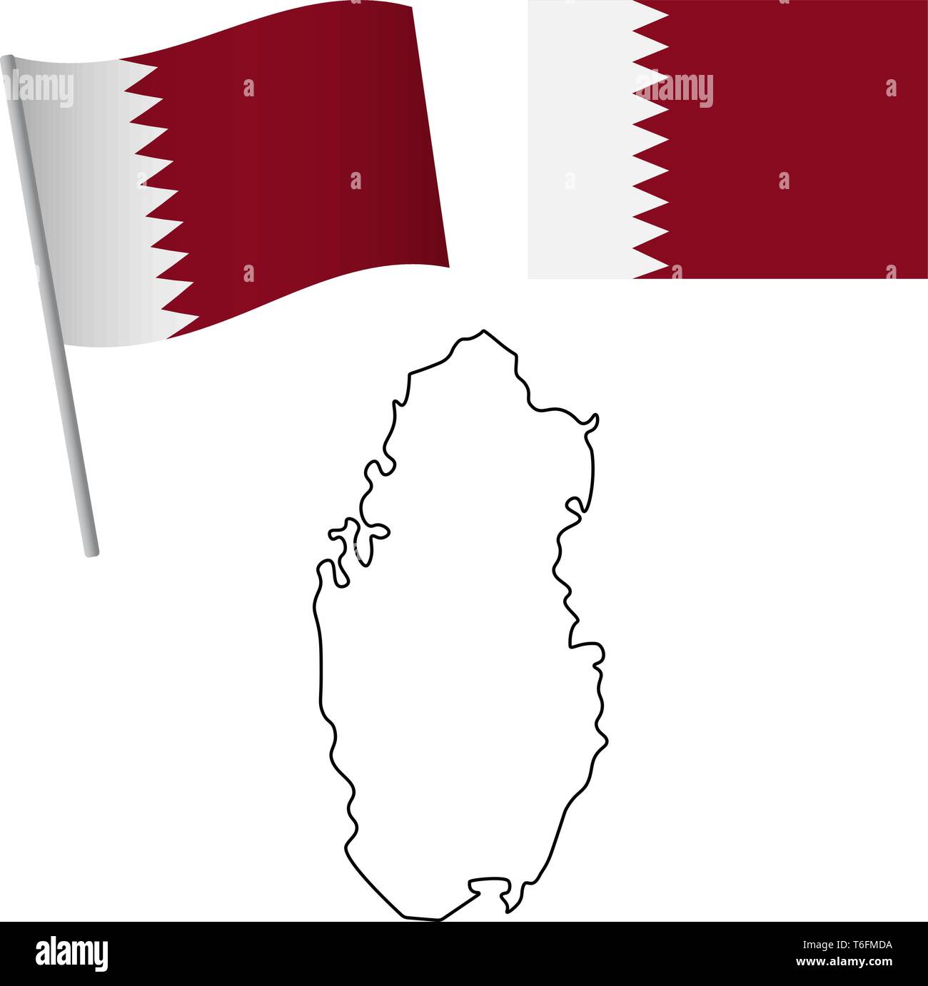 Le Qatar drapeau et carte. Contexte patriotique. Drapeau national du Qatar vector illustration Illustration de Vecteur